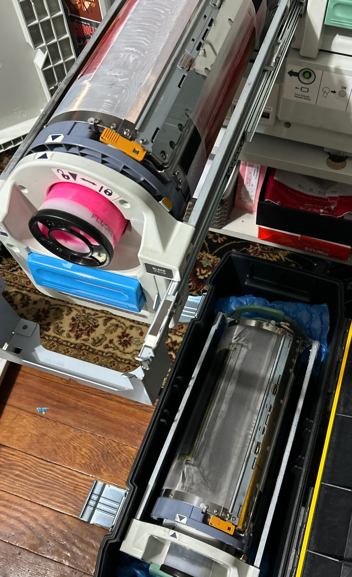 A photo showing the two drums we have so far.